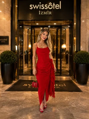 Kırmızı Şifon Drape